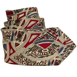 JOS. A. BANK Men's Silk Necktie ITALY Designer Abstract Geometric Beige/Burgandy